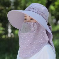 ♕✠ hat to the face with an integrated mask prevent ultraviolet rays tea-picking sun ladies summer dry farm work