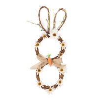 Handicrafts Easter Bunny Wreath for Spring and Easter Decor, Decorated with Artificial Flowers