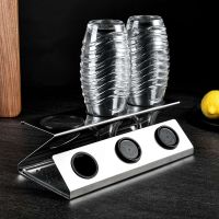 Kitchen Dining Room Draining Rack Soda Bottles Dish for SodaStreams Drain Holder with Pad for Household Bottles Storage