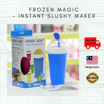 Slushy Ice Cream Maker Squeeze Peasy Slush Quick Cooling Cup Summer Cooler  Silicon Bottles (Pink)