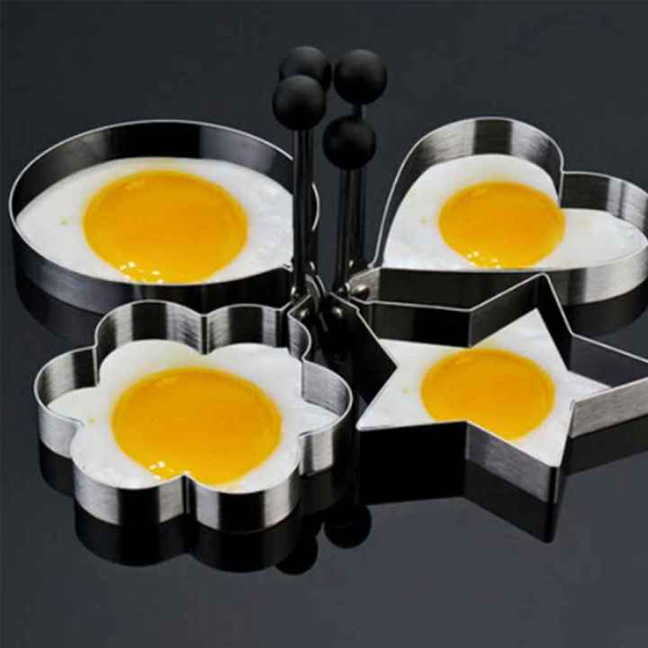 แม่พิมพ์วงแหวนสำหรับทำแพนเค้กทำไข่ดาวสแตนเลสน่ารักรูปร่างแบบสุ่มเครื่องมือทำอาหาร