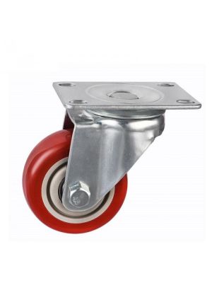 ¤✾ 1 Pc 3-inch Caster Medium-sized Jujube Red Double Bearing Pvc Wheel Flat Steering Cabinet