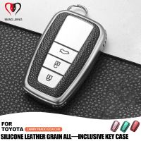 SHJGKFD For Toyota 2018 New Camry Prado 2700 IZOA CHR Leather Three Buttons Soft TPU Key Full Cover Protector Case Vehicle Accessories