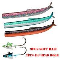 【hot】ↂ❉ Soft Fishing 10g 3pcs with Flash Eel Artificial Tail Jig Bait Saltwater Sea Bass