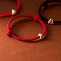 La Monada 22cm 925 Sterling Silver Retro Triangle Red Rope Bracelets Red Thread Line String Jewelry Bracelets For Women Student