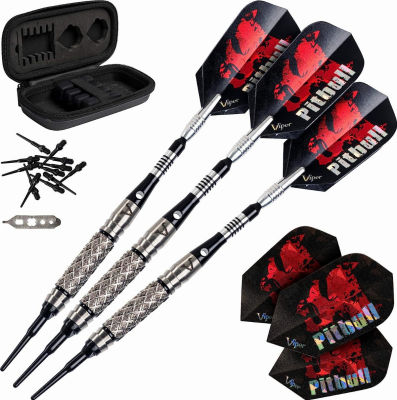 ‎Viper by GLD Products Viper Pitbull 90% Tungsten Soft Tip Darts with Storage/Travel Case, 18 Grams Medium Knurling (18 Grams)