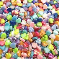New 50pcs 8mm AB Colour Heart Shape Acrylic Beads Loose Spacer Beads for Jewelry Makeing DIY Bracelet Necklace Accessories