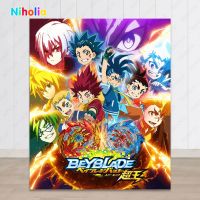 NIHOLIA Beyblade Burst Photo Backdrops For Boys Birthday Party Photography Background Cartoon Booster Decor Banner