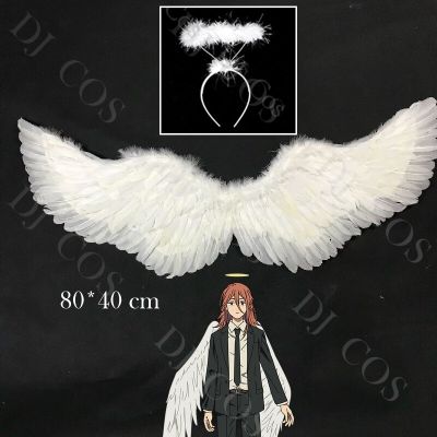 Anime Chainsaw Man Part 2 Angel Devil White Wings Headband Cosplay Props Makima Denji Power Angelic Halo Halloween Party