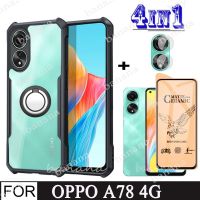 OPPO A78 4G เคสกันกระแทกสำหรับ OPPO A77s A76 A74 5G A96 A95 A94 A57 A55คลุมทั้งหมดเลนส์กล้องถ่ายรูปแก้ว4 In1 A54เซรามิกและขายึดแหวน