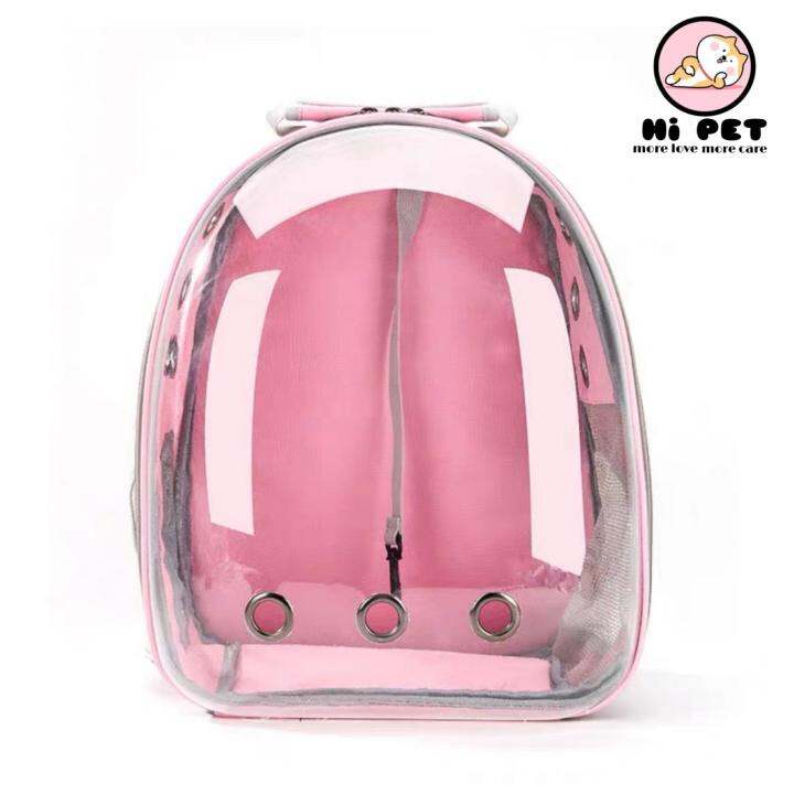 milly-house-pet-travel-backpack-pink-กระเป๋าเป้สะพายหลัง-พลาสติกแข็งแคปซูลแคปซูลระบายอากาศกระเป๋าเป้แบบใสสำหรับแมวลูกสุนัขและกระต่าย-สีชมพู