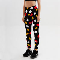 Cute Cartoon mouse Hand Printed Leggings Fashion Womens for Leggins Slim Stretch Trouser Black Pants