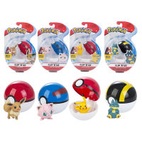 Pokemon Pokeball เข็มขัด Elf Ball Pikachu Eevee Mhlax Jigglypuff Figurines อะนิเมะ Battle Figure ตุ๊กตารุ่นกล่องของเล่นเด็กของขวัญ