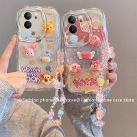 Phone Case เคส VIVO V29 5G เคสลายการ์ตูนตุ๊กตาภาพสามมิติน่ารักพร้อมสร้อยข้อมือดอกไม้กรอบซิลิโคนนิ่มกันกระแทก2023