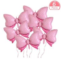 6pcs Bow Balloon Bowtie Pink Balloon Foil Pink Balloon Jumbo Bow Balloon for Wedding Bridal Shower Gender Reveal Balloon Decor