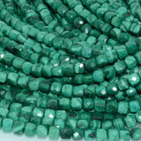 Natural Malachite Faceted Irregular Cube Bead 4.3mm-4.5mm