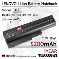 MLIFE - รับประกัน 1 ปี - แบตเตอรี่ โน้ตบุ๊ค แล็ปท็อป Lenovo 40Y6799 40Y6797 92P1141 5200mAh ThinkPad T60 R60 92P1133 92P1137 92P1138 42T4511 42T4504 T500 42T4619 42T4620 40Y6795 R500 SL300 SL400 SL500 Battery Notebook