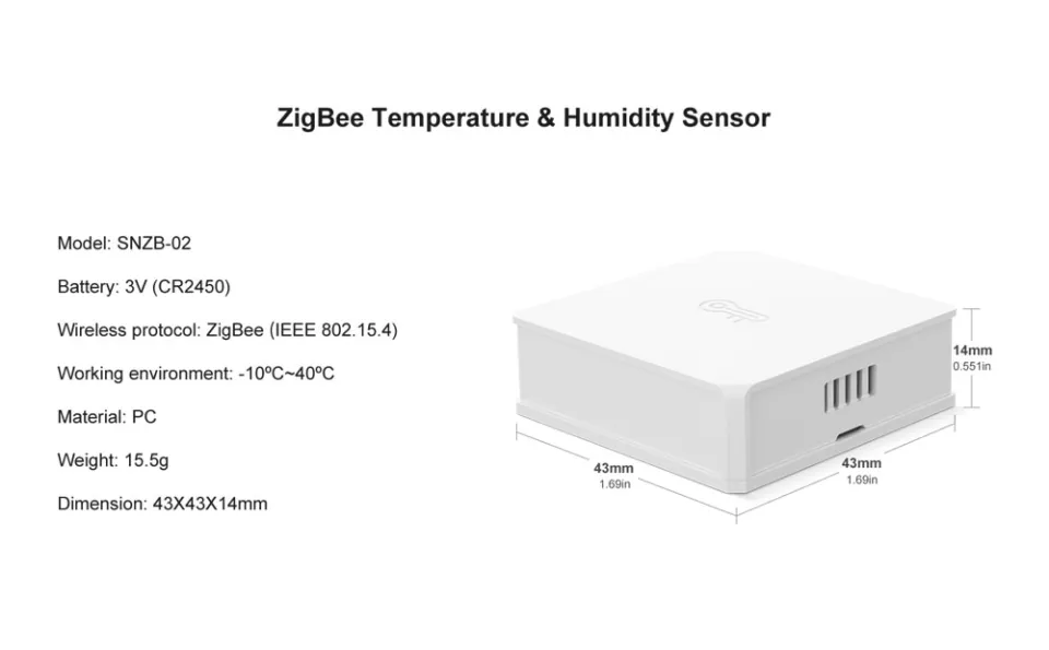 SONOFF Zigbee Smart Indoor Temperature Humidity Sensor, SNZB-02D Zigbee  wireless Hygrometer Thermometer Works with Alexa Google Home Smartthings  IFTTT 