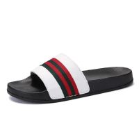 2022 Mens Striped Skull Leather Slippers Summer Casual Beach Fashion Platform Beach Man Male Designer Flip Flops Sandals Sneaker House Slippers