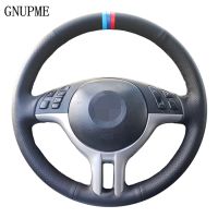 2021DIY Customized Hand-Stitched Black Artificial Leather Car Steering Wheel Covers for BMW E39 E46 325i E53 X5 X3 3 colors stripes