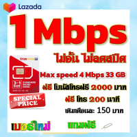 ✅โปรเทพ 1 mbps ไม่อั้นไม่ลดสปีด Max speed 4 Mbps มีโทรฟรีทุกเครือข่ายโบนัส2000+200นาที แถมฟรีเข็มจิ้มซิม✅