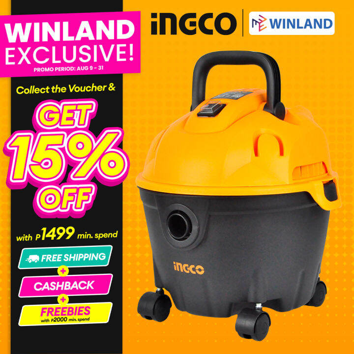 INGCO by Winland 1200W Wet & Dry Vacuum Cleaner 12L Capacity Household