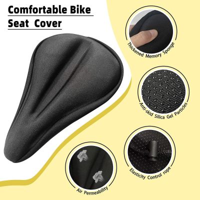 Bicycle Seat Breathable Bicycle Saddle Seat Soft Thickened Mountain Bike Seat Cycling Gel Pad Cushion Cover Cycling Accessories