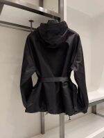 23 Early Autumn New Womens Hooded Nylon Jacket Coat Belt Pull Link Waterproof Sprint Coat Slim Fit Waist Wrap