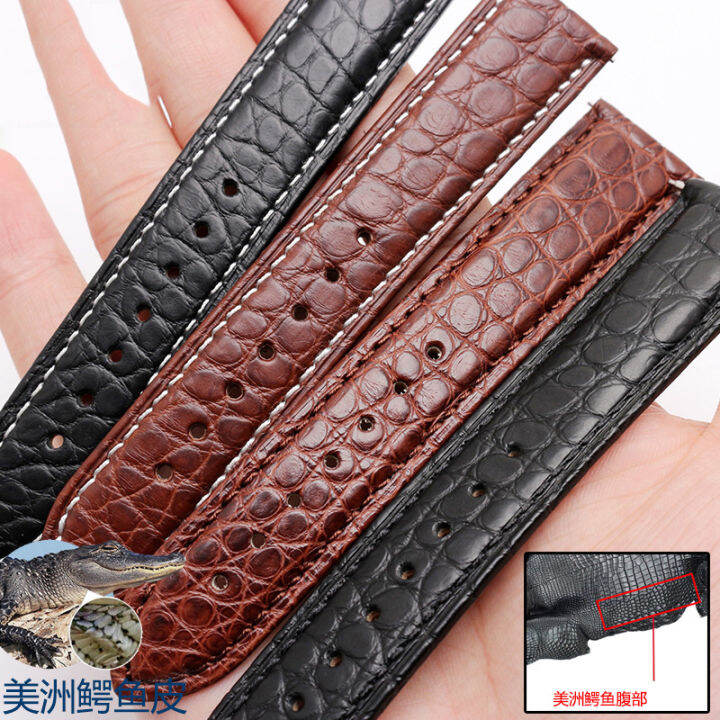 crocodile-alligator-skin-genuine-leather-watchband-belt-watch-strap-celets-for-24mmquick-installation