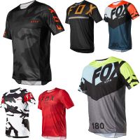 HOT★รถจักรยานยนต์ Mountain ทีม Downhill MTB Offroad DH จักรยานรถจักรยานยนต์เสื้อแขนสั้นเสื้อยืด Mountain http Fox Jersey