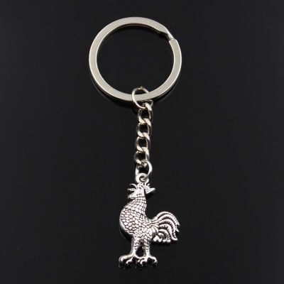 New Fashion Keychain 30x19x5mm Cock Rooster Pendants DIY Men Silver Color Car Key Chain Ring Holder Souvenir For Gift Key Chains