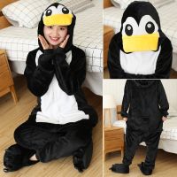 COD SDFGDERGRER Baju Tidur Pyjamas Spring and Autumn Long-sleeved Cartoon Black Penguin Pajamas Female Sweet and Lovely Casual Home Wear