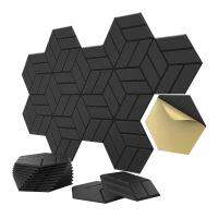 12 Pack Self-Adhesive Acoustic Panels,Hexagon Sound Proof Foam Panels Sound Proofing Padding for Wall Used for Studio