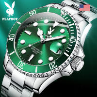 PLAYBOY [ของแท้ 100%] 3028 Brand Watch แบรนด์แฟชั่น Green Water Ghost Quartz Watch Waterproof Mens Watch Mens Watch