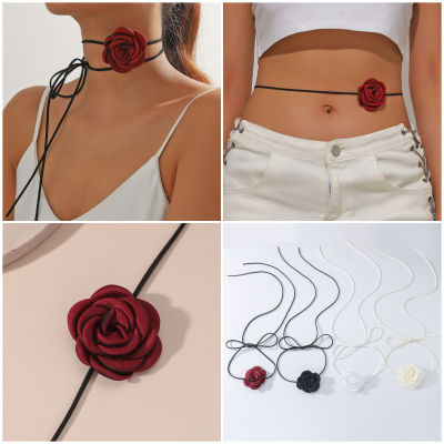 Wedding Adjustable Choker Rose Neck Jewelry Party Flower Choker Flower Neck Decoration Flower Waist Chain