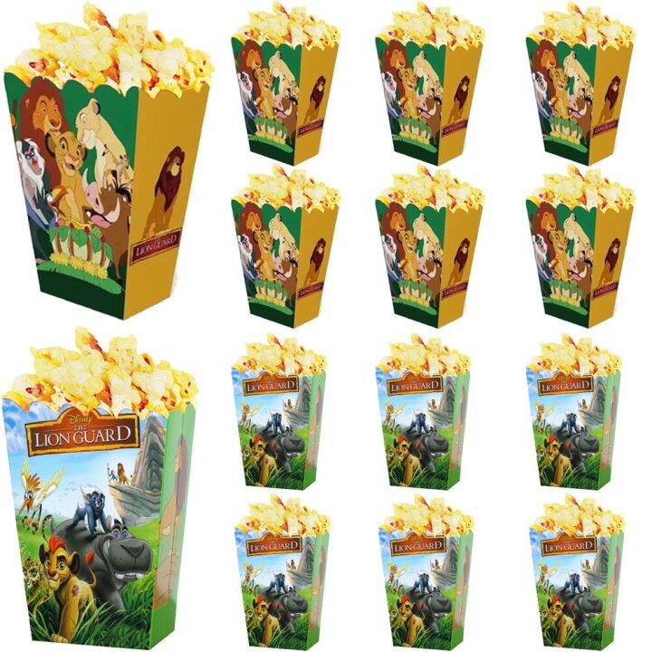 12Pcs/Lot The Lion King Simba Popcorn Box Snack Boxes Baby Shower Kids