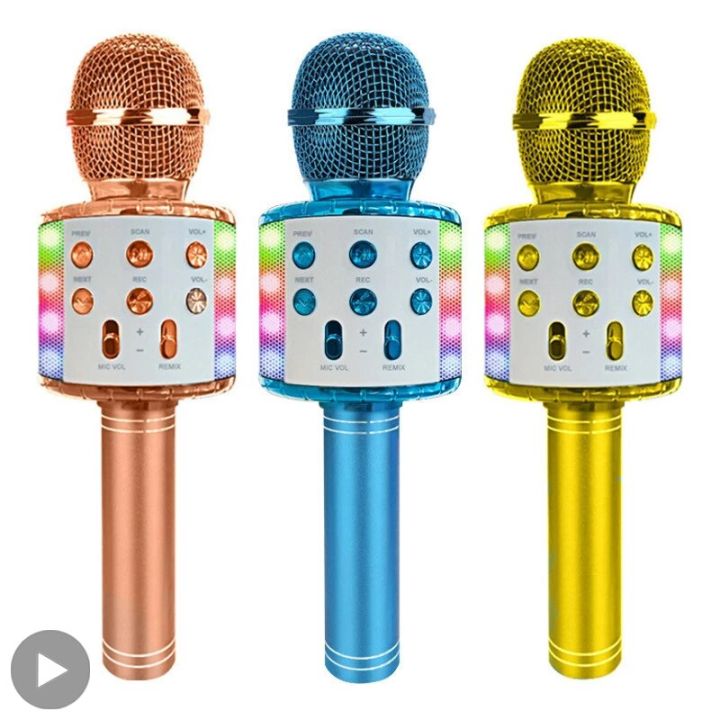 WS-858 Wireless Bluetooth Karaoke Microphone Recording 3-in-1 Handheld  Portable Mic Speaker Machine Music Player Recorder for Karaoke Party  Wedding