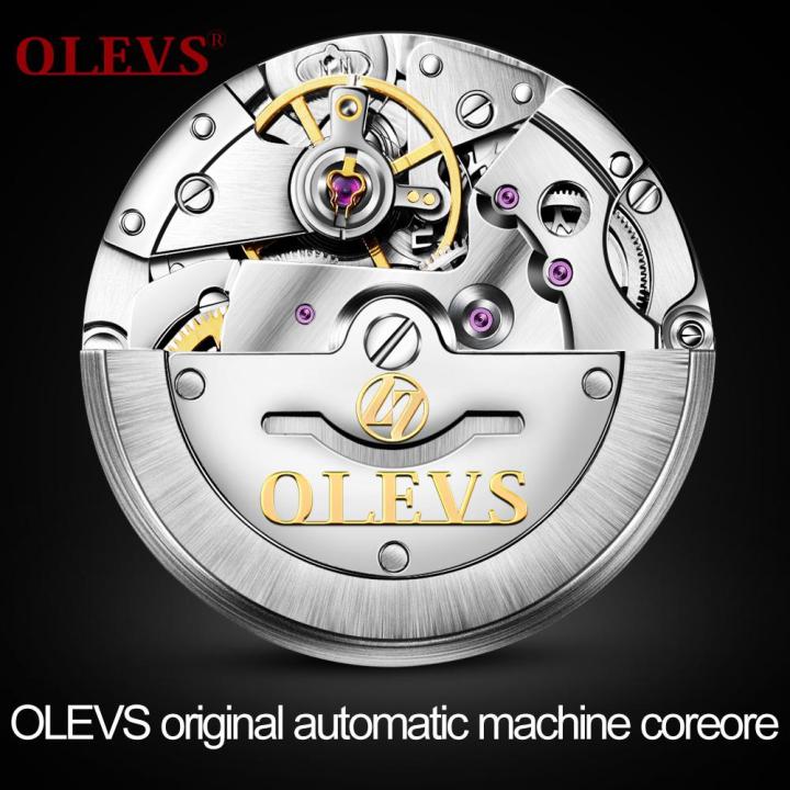 olevsนาฬิกาข้อมือผู้ชาย-สมาร์ทวอทช์กันน้ำบางพิเศษแบบคลาสสิกนาฬิกากลไกจักรกลธุรกิจกันน้ำนาฬิกาสแตนเลสแท้rhinestoneอัตโนมัติ
