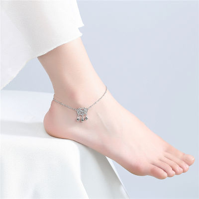 KOFSAC New Trendy 925 Sterling Silver Anklets For Women Personality Long Life Lock Bells Foot Chain Jewelry Girl Birthday Gifts