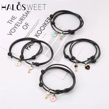 Matching couple key bangle hot sale and lock bracelet set