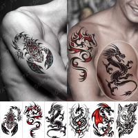 Ephemeral Wolf Waterproof Mens Temporary Tattoo Sticker Scorpion Dragon Body Art Shoulder Transfer Fake Tato Women Totem Tatto Stickers