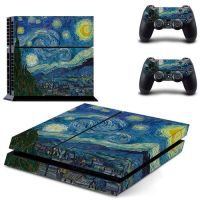 PS4รูปลอกกลางคืนลายดวงดาวของ Van Gogh ใหม่ผิวสติกเกอร์สำหรับ Sony Playstation 4คอนโซลฟิล์มกันรอย + ตัวควบคุม2ชิ้น3รูปแบบ