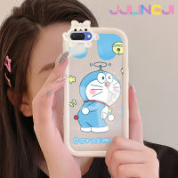 Jjlingji เคสสำหรับ OPPO A3s A5 A12E 2018 Realme Realme C1 2เคสการ์ตูนโดราเอมอนสุดสร้างสรรค์สีสันสดใสน่ารักน้อยมอนสเตอร์ตัวเคสซิลิโคนเลนส์กล้องถ่ายรูปแบบนิ่มใสกันกระแทกแบบใสง่าย