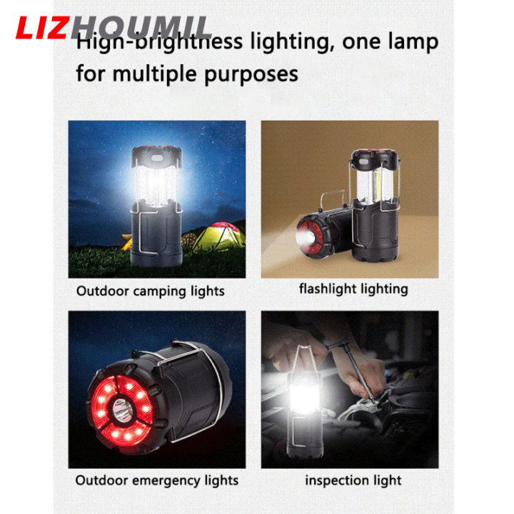 lizhoumil-โคมไฟแบบพกพาไฟเข้าค่ายเเบบพกพาเต็นท์พับเก็บได้ไฟฉายตะเกียงตั้งแคมป์ไฟฉุกเฉิน
