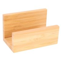 4X Bamboo Wood Desktop Business Card Holder for Desk Sturdy Business Card Display Stand for Office for Men Women