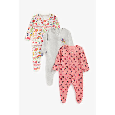 ชุดสลีพสูทเด็กทารก Mothercare little bug sleepsuits - 3 pack ZA048