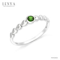 Lenya Jewelry  แหวนเงินแท้ 925 ประดับพลอยสีเขียว โครมไดออพไซด์ (Chrome Diopside) สวยเท่ห์อย่างมีสไตล์ ตัวเรือนชุบทองคำขาว