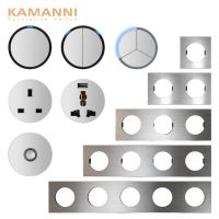 KAMANNI Silver Brushed Aluminium Wall Switch EU French Socket USB Charger โมดูล RJ45โมดูลทีวี DIY รวมกันฟรี