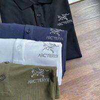 Arcteryx ของแท้จากแคนาดา23เสื้อโปโลมีปกใหม่โลโก้ยอดนิยมปักลวดลายหนักเสื้อยืดคู่รักนกสันทนาการกีฬา