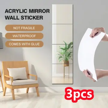 Acrylic Self Adhesive Wall Decor Sticker Mirror for Bedroom Edge